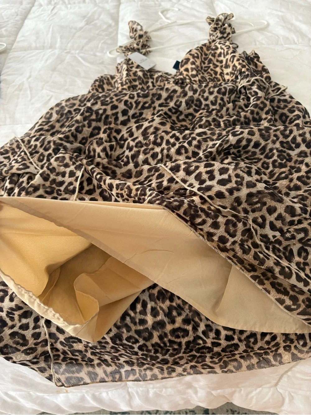 American Eagle Outfitters Leopard Print Ruffle Mini Dress - Brown/Tan - Picture 7 of 7